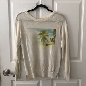 Joie Linen Sweater with Palm Trees